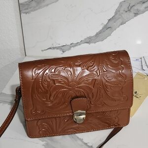Elegant Brown Embossed Crossbody Bag